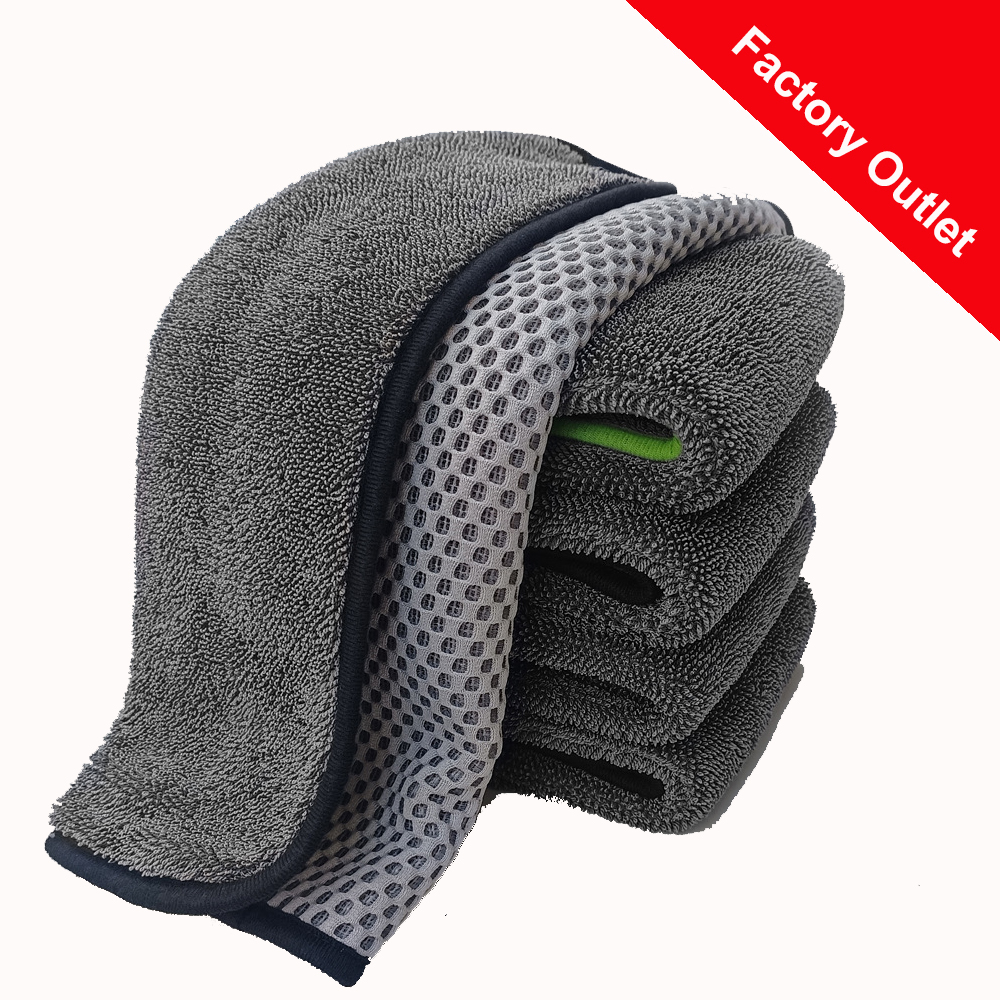 Dual-Sided Microfiber Car Towel – Twist Loop & Mesh for Drying & Cleaning(x80)